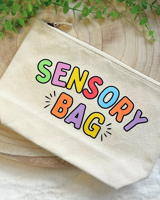 Durable zipper pouch labelled “Sensory Bag,” practical storage for ADHD and autism essentials.