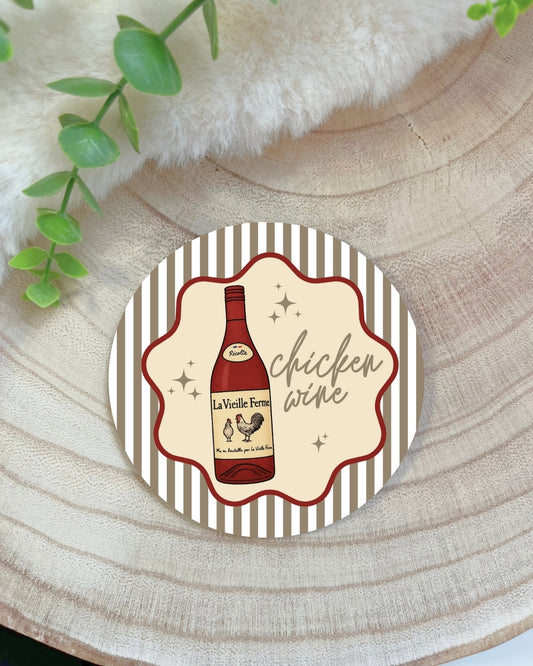 CHICKEN WINE COASTER RED