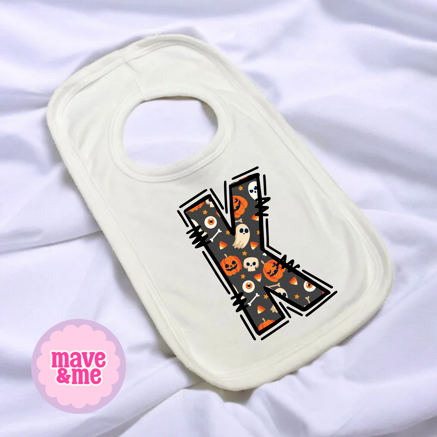 HALLOWEEN INITIAL BIBS
