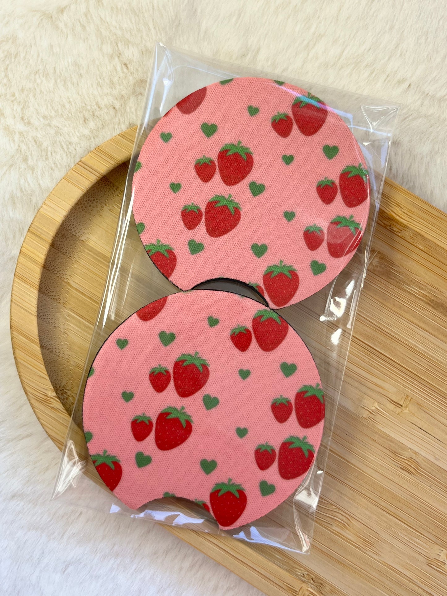 STARWBERRY CAR COASTERS