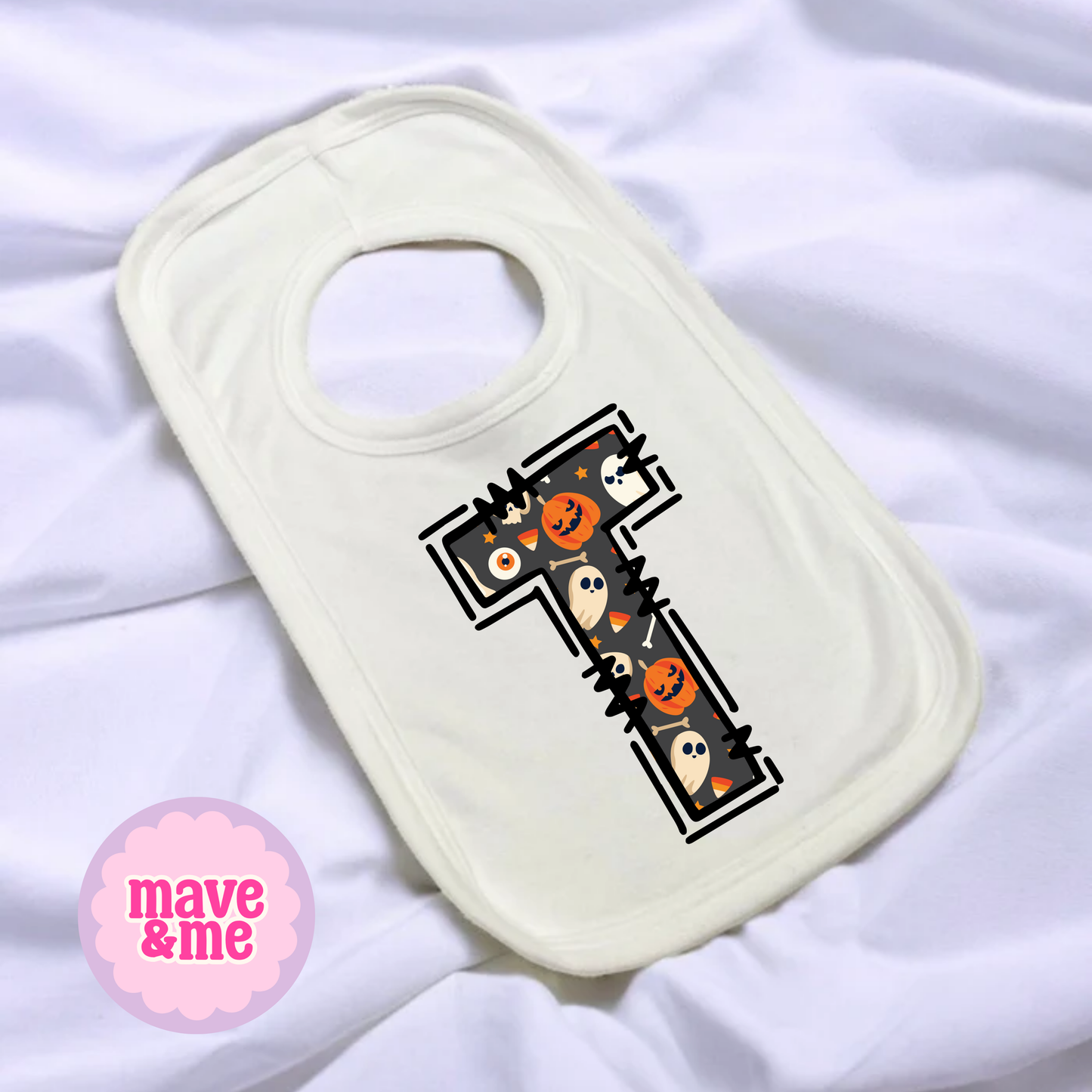 HALLOWEEN INITIAL BIBS