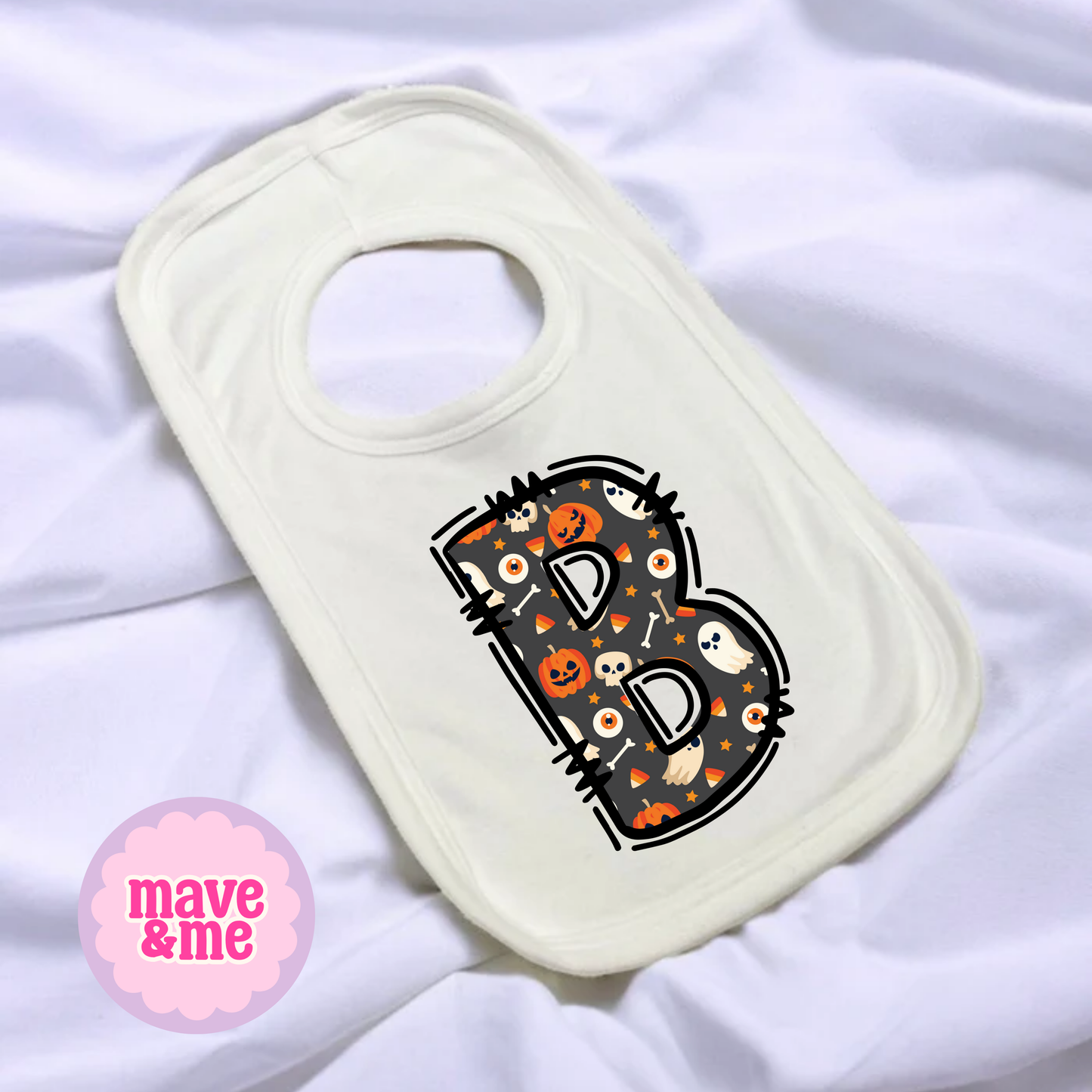HALLOWEEN INITIAL BIBS