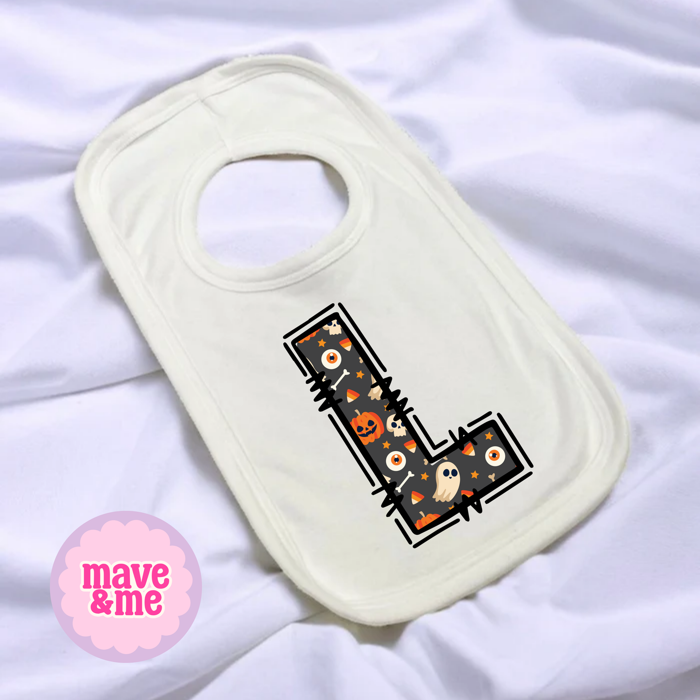 HALLOWEEN INITIAL BIBS