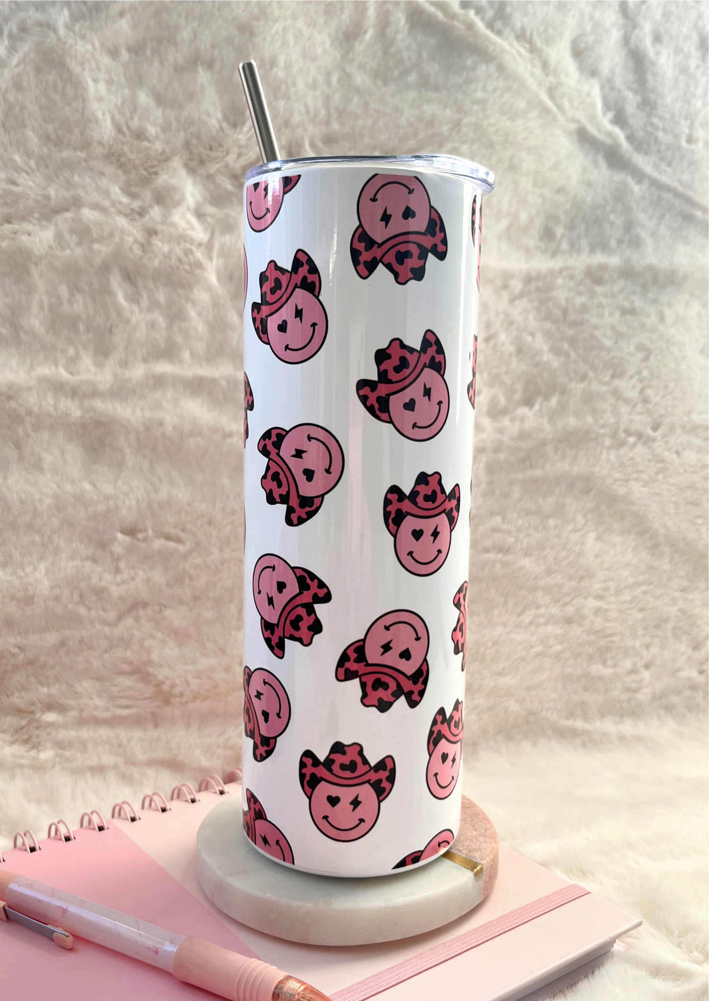 WINKY COWBOY SMILEY FACE 20oz TUMBLER