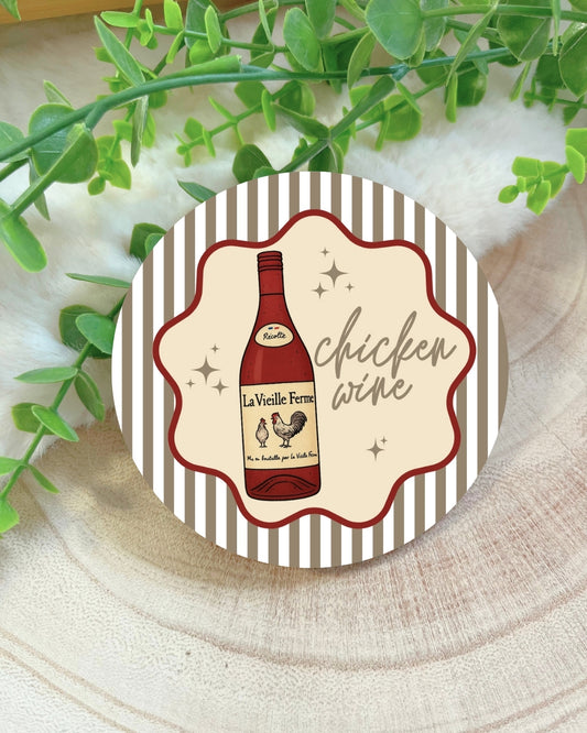 CHICKEN WINE COASTER RED