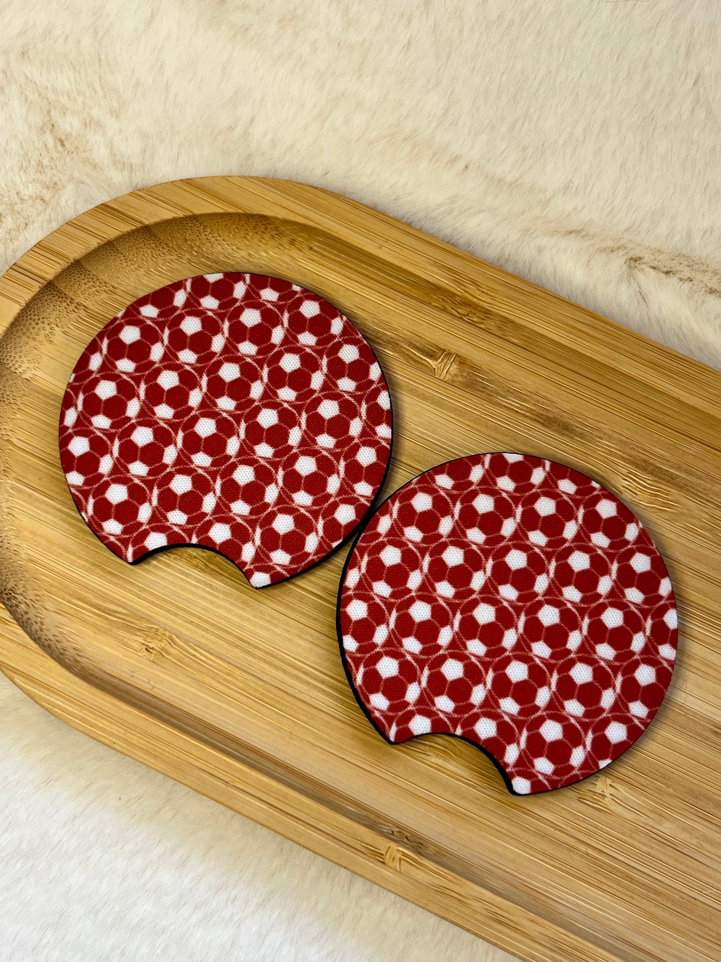 RED FOOTBALL CAR COASTERS