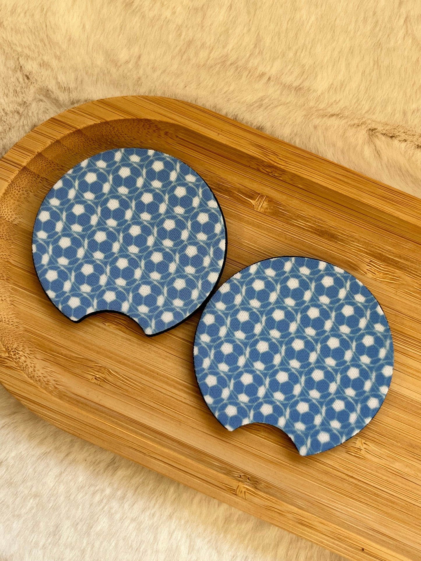 BLUE FOOTBALL CAR COASTERS